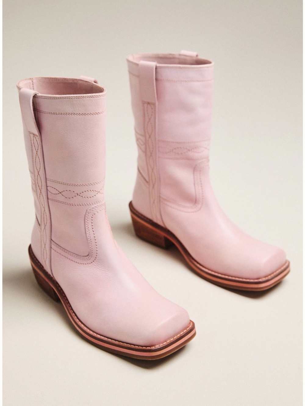 Anthropologie Exclusive Matisse Jackson Pink Leather Western Booties sz 7 EU38 - Picture 2 of 6